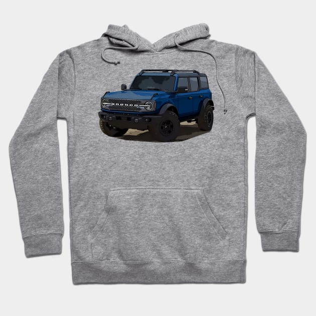 2021 Ford Bronco 4 Door Antimatter Blue Hoodie by Woreth